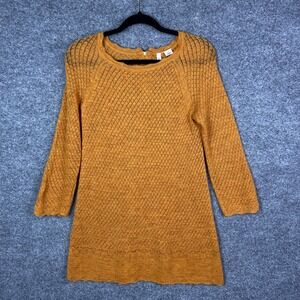 Moth Anthropologie Women's Knit Long Sleeve Mustard Gold‎ Sweater M